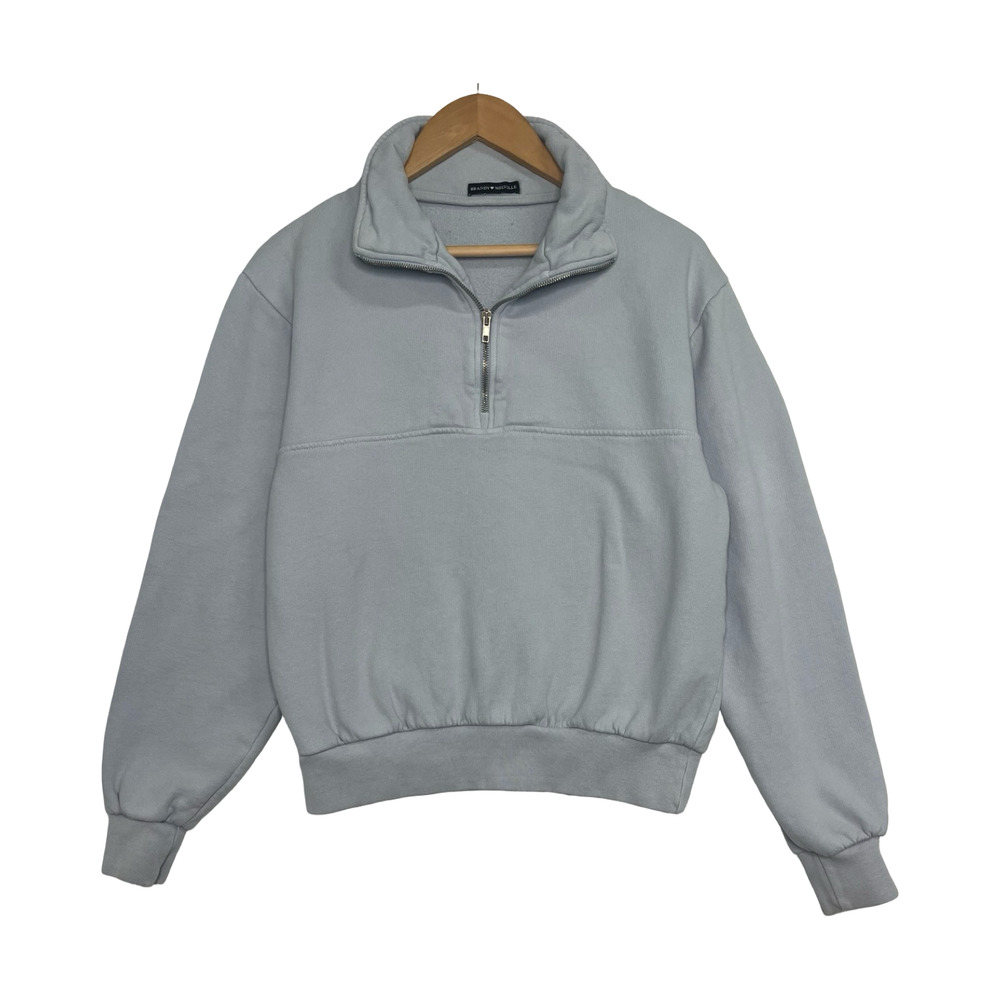 Brandy Melville Sweatshirt Womens One Size Blue Quarter Zip Mock Neck Pullover